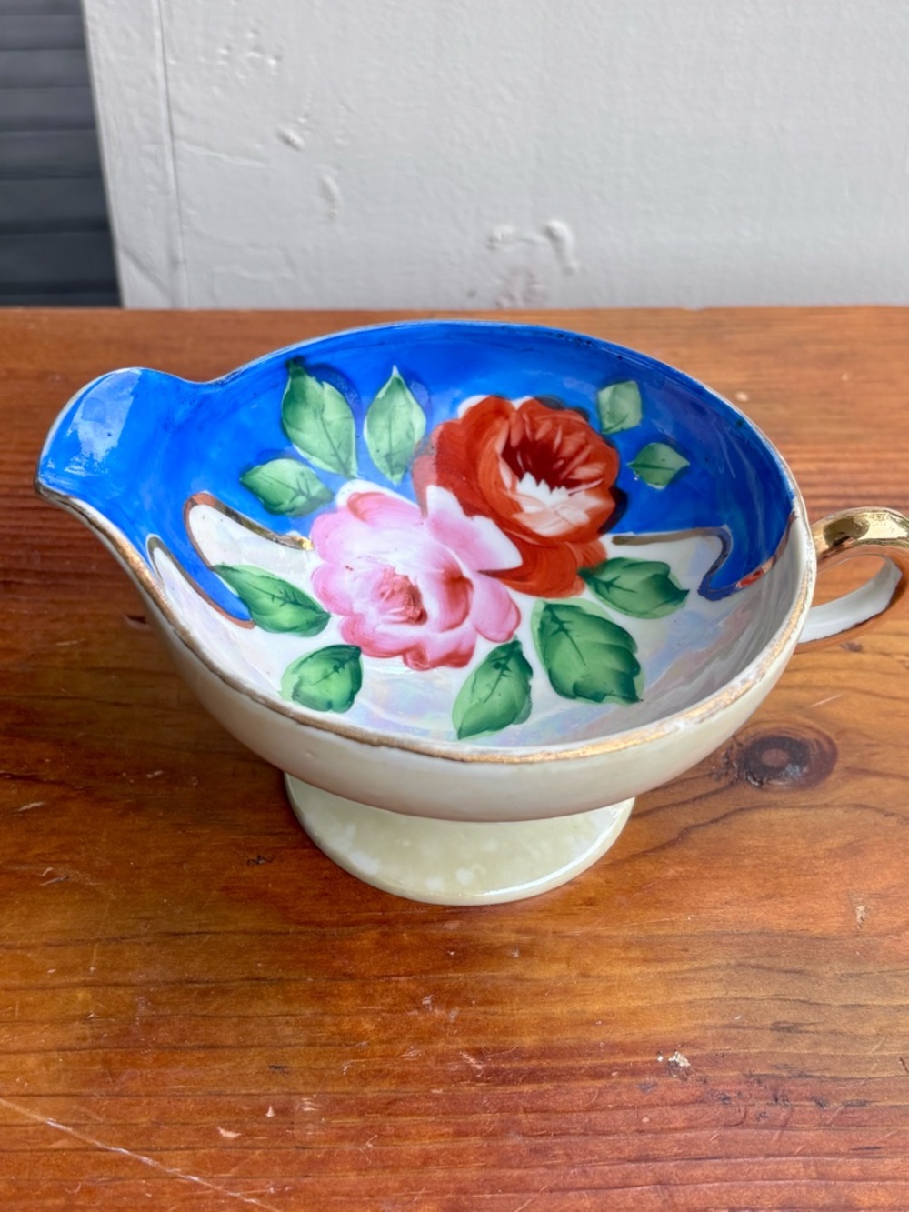 Hand-Painted Floral Gravy Boat by Gold Castle